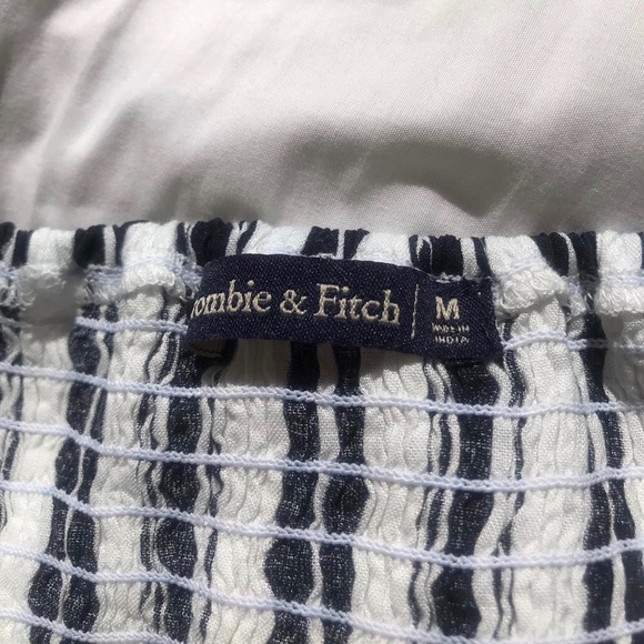 blue & black stripped off the shoulder crop top - Picture 3 of 3